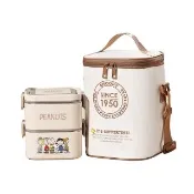 【優貝選】SNOOPY 史努比不鏽鋼雙層保溫便當盒套組1400ML(平輸品)