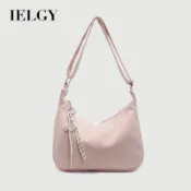 IELGY 簡約休閒軟皮大容量時尚百搭單肩斜挎通勤餃子包