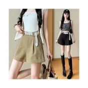 (店+)實拍 卷邊休閑闊腿褲女夏季高腰寬松顯瘦a字短褲 M-C  全店免運免稅