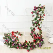珠珠雜貨鋪💎 2.5M 仿真花玫瑰花藤 45朵花仿真花藤花牆人造常春藤藤條花串假花掛藤蔓牆面裝飾居家裝飾水管空調管道裝飾