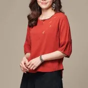 【古典美】03031 皺皺布手繪車葉衣(茶禪服/中國風/國服/漢服/手染服/棉麻/亞麻/天然纖維)
