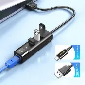 Jasoz USB/Type-C 四合一多功能百兆網卡HUB轉接器 三孔USB+RJ45網路筆電轉接線 集線器