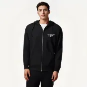 Abercrombie & Fitch AF 麋鹿 A&F 熱銷刺繡麋鹿素面內刷毛連帽外套-黑色