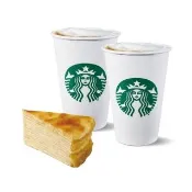 【STARBUCKS 星巴克】雙人分享組合 2杯中杯那堤+1片經典法式千層薄餅(原價 370 元)