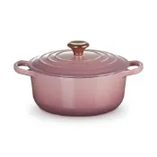 (店+)【Le Creuset】典藏圓形鑄鐵鍋 20cm 2.4L 錦葵紫 金頭 法國製{電磁爐 IH爐可用}湯鍋燉鍋炒鍋