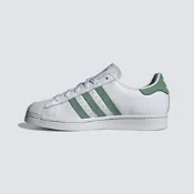ADIDAS ORIGINALS 愛迪達 阿迪達斯 三葉草 女休閒運動鞋-白綠色 SUPERSTAR W-IG4541