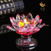 墨韵書香 低價蓮花燈 水晶玻璃蓮花燭臺酥油燈座水晶蠟燭臺擺件佛貢燈長明燈供 佛燈 家用3250