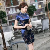 短旗袍 龍鳳刺繡復古中國風洋裝【水水女人國】新娘婚宴禮服 改良式短版旗袍 旗袍趴 尺碼S-6XL六色