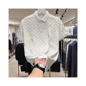  (店+)夏季POLO衫短袖T恤男時尚輕奢提花休閒青年翻領大碼半袖打底上衣