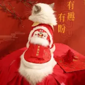 貓咪新年衣服 寵物新年服飾 貓咪年衣服 新年服飾 年衣 寵物貓咪衣服布偶冬季舞獅拜年貓貓新年保暖冬天過年喜慶小貓唐裝