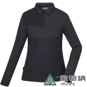 【ATUNAS 歐都納】女款Polygiene抑菌長袖排汗POLO衫A1PSEE04W黑/防曬透氣/吸濕快乾/戶外休閒旅遊