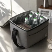 (店+)【touch-kr】20L 灰色大容量保溫袋 便當保冷袋 可調背帶野餐包 오