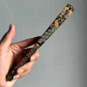 🔥臺灣龍泉7寸孔雀金翎扇全金屬扇骨古風仙氣折扇女生小巧折疊工藝扇子