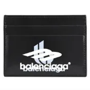 BALENCIAGA 品牌燙印LOGO滑面牛皮卡夾(黑)