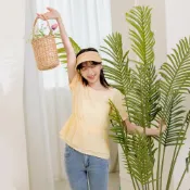 OB嚴選 蕾絲拼接收腰傘襬上衣 《AB18684》大尺碼/現貨/女裝