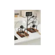 (店+)胡桃木鍋蓋架 廚房臺面置物架 家用免打孔放鍋鏟鍋具菜板砧板放置器 多功能家用檯面收納放置架