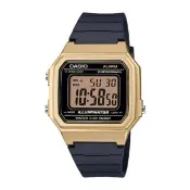 【CASIO 卡西歐】復古機能電子錶 橡膠錶帶 琥珀金 自動月曆 生活防水(W-217HM-9A)
