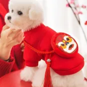 狗衣服 狗狗過年衣服 貓咪過年衣服 寵物新年裝 新年棉衣 寵物新年衣服喜慶過年舞獅包狗狗衛衣泰迪貓咪加厚加絨保暖秋冬裝