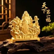 沙金天下第一山擺件 喬遷禮品金山銀山裝飾 工藝品客廳辦公室工藝擺