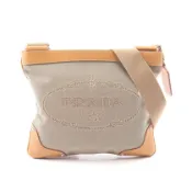 【DOKODEMO】【二手】Prada PRADA 肩背包 LOGO 提花 BT0537 米色/駝色/ブラウン帆布皮革 Logo 提花單背包