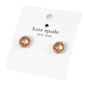 【HOTAI購】【KATE SPADE】 縷空桃心水鑽針式耳環-玫瑰金