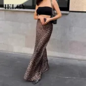 IELGY 女款歐美風豹紋提臀魚尾裙