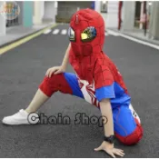 【YUU.Studio】 兒童蜘蛛人衣服短袖套裝超級英雄變裝服裝中大童蜘蛛俠帽T