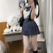 【24時特賣】半身裙 學院風百褶裙 百褶裙女 喃啵兔【灰水藍】jk正版校供日系學生原創短裙藍色學院顯白現貨
