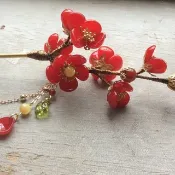 喵手作~一剪梅髮簪/瓷紅