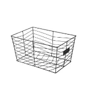 【特力屋】極簡全鐵製長型收納籃 黑 30x20x15.5cm
