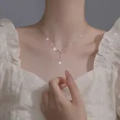 (店+)【MoonDy】999純銀項鍊 女生項鍊 蝴蝶項鍊 流蘇項鍊 歐美項鍊 單鋯項鍊生日禮物垂墜項鍊 韓國飾品 小禮物