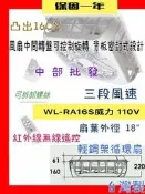 『中部批發』威力 18吋 WL-RA16S WL-16 超強風 節能扇電扇  天花板循環扇 輕鋼架節能扇 天花板扇