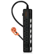 【PowerSync 群加】6開6插 4.5M黑色-防雷擊抗搖擺延長線(TPS366BN0045 斜面開關 加大間距)
