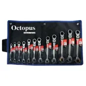 【Octopus 章魚牌】12支組 搖頭梅開棘輪扳手 8-19mm(台灣製造)