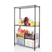 (店+)【旺家居生活】鐵力士架 銀/黑兩色 91x36x150cm三層架《免運費》置物架 波浪架 展示架 收納架 工作車《旺家居生活》