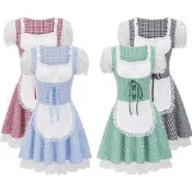 【新祥cos】2025年新款德國慕尼黑啤節傳統服裝格子連衣裙啤酒服酒館女傭制服
