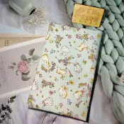 動物系列-日本布料淺綠花朵兔布書衣-布書套-可適用A5小說-25K