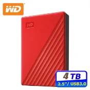 WD 威騰 My Passport 4TB 2.5吋行動硬碟-紅(WDBPKJ0040BRD-WESN)