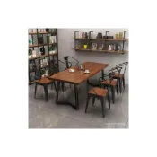 (店+)實木桌 餐桌 辦公桌 實木餐桌椅組閤飯店餐廳輕奢雙人喫飯桌子美式工業風清吧麵館桌椅