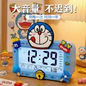 【台灣出貨】哆啦A夢軟膠學生鬧鐘 大音量充電式 多功能智能電子鐘 三組鬧鐘 小夜燈 貪睡 七色可選