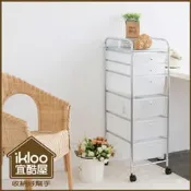 04/白色款【ikloo】可移式六層收納抽屜車/收納箱/4大2小抽屜/文件收納盒/辦公收納車/美髮推車/G053A
