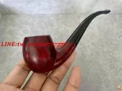 【萬禾】【孤品撿漏】石楠木紅棕焰紋面彎柄王子鬥脂嘴新手友