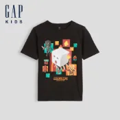 【Gap】GapKids × Minecraft當個創世神圖案T恤-黑色(907665)