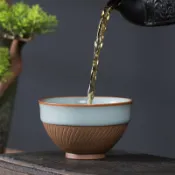 全球選品1館 生活百貨 空山新雨 創意汝窯手工跳刀主人杯 陶瓷功夫茶杯品茗杯茶碗斗笠杯