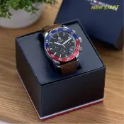 (店+)【TOMMY HILFIGER】皮革錶帶 三眼 手錶 男錶