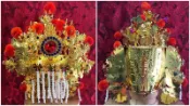 神帽 合金帽 1尺3神尊戴 7吋頭圍 金色 水鑽 絨球 媽祖帽