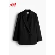 H&M 雙排扣西裝外套 黑色｜男女皆可穿 寬鬆版型 1232584