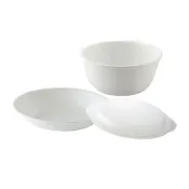 【CorelleBrands 康寧餐具】純白3件式餐盤組(8吋深盤+900ML+6吋蓋)