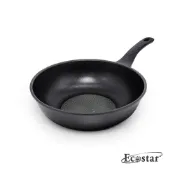 【韓國ECOSTAR】黑鈦鑽石不沾炒鍋28cm(瓦斯爐/IH電磁爐)