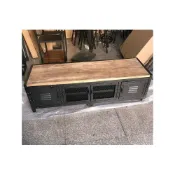 (店+)🔥 特價優惠🔥 美式傢具客廳鐵藝電視櫃loft工業風複古實木電視櫃矮櫃地櫃儲物櫃